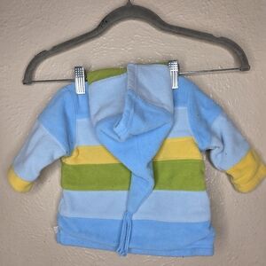 OshKosh B'gosh Vintage Baby Blue Fleece Hooded Cone Jacket 3/6 Months Striped